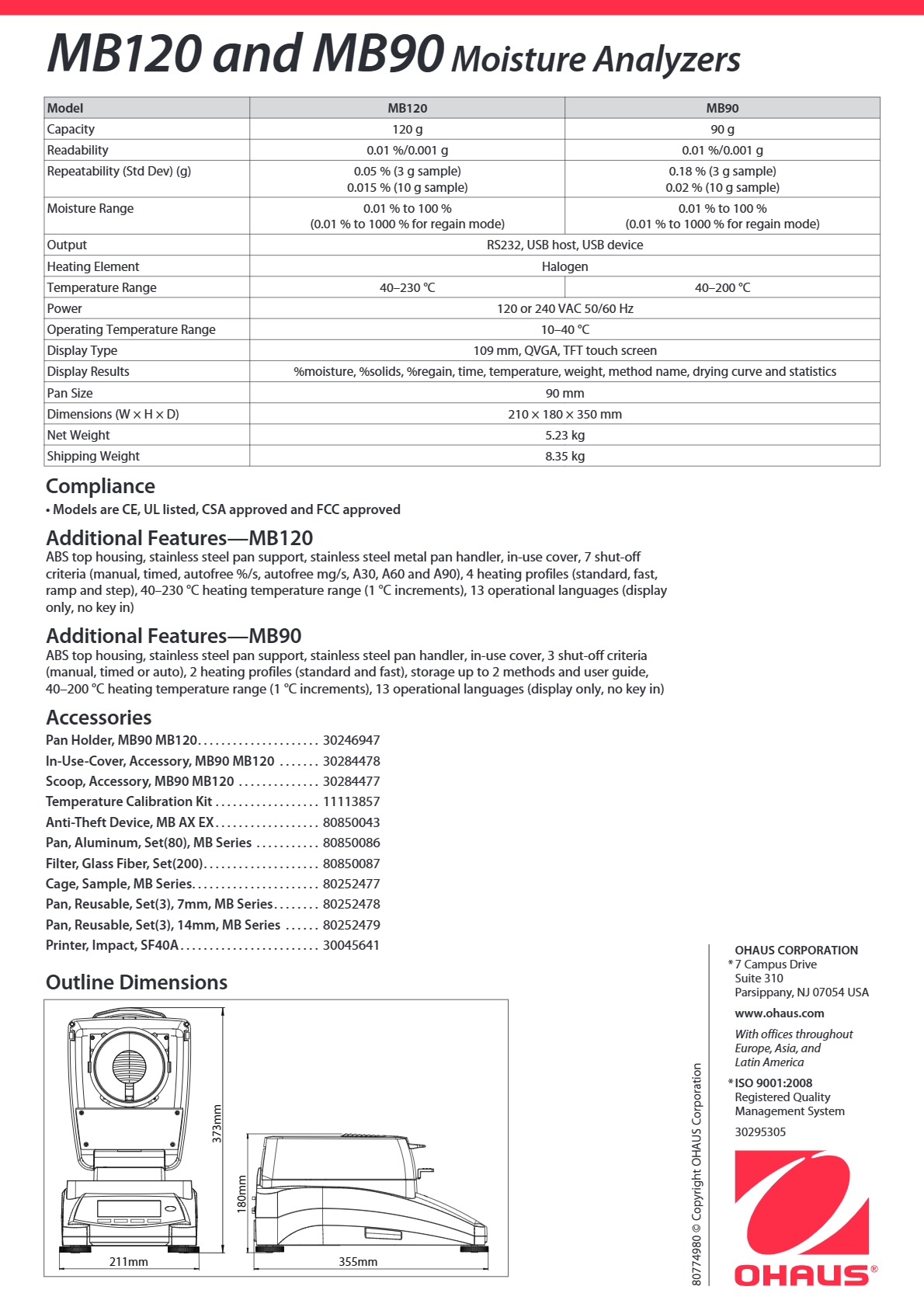 OHAUS MB120 Moisture Analyzer