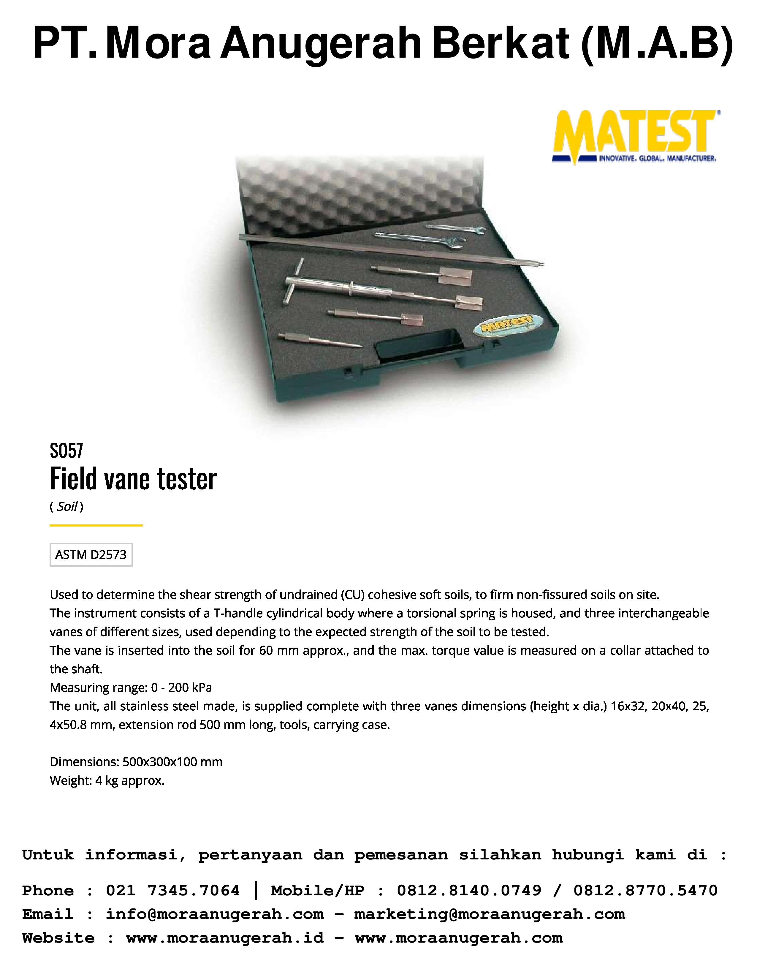 MATEST [S057] Field Inspection Pocket Vane Tester