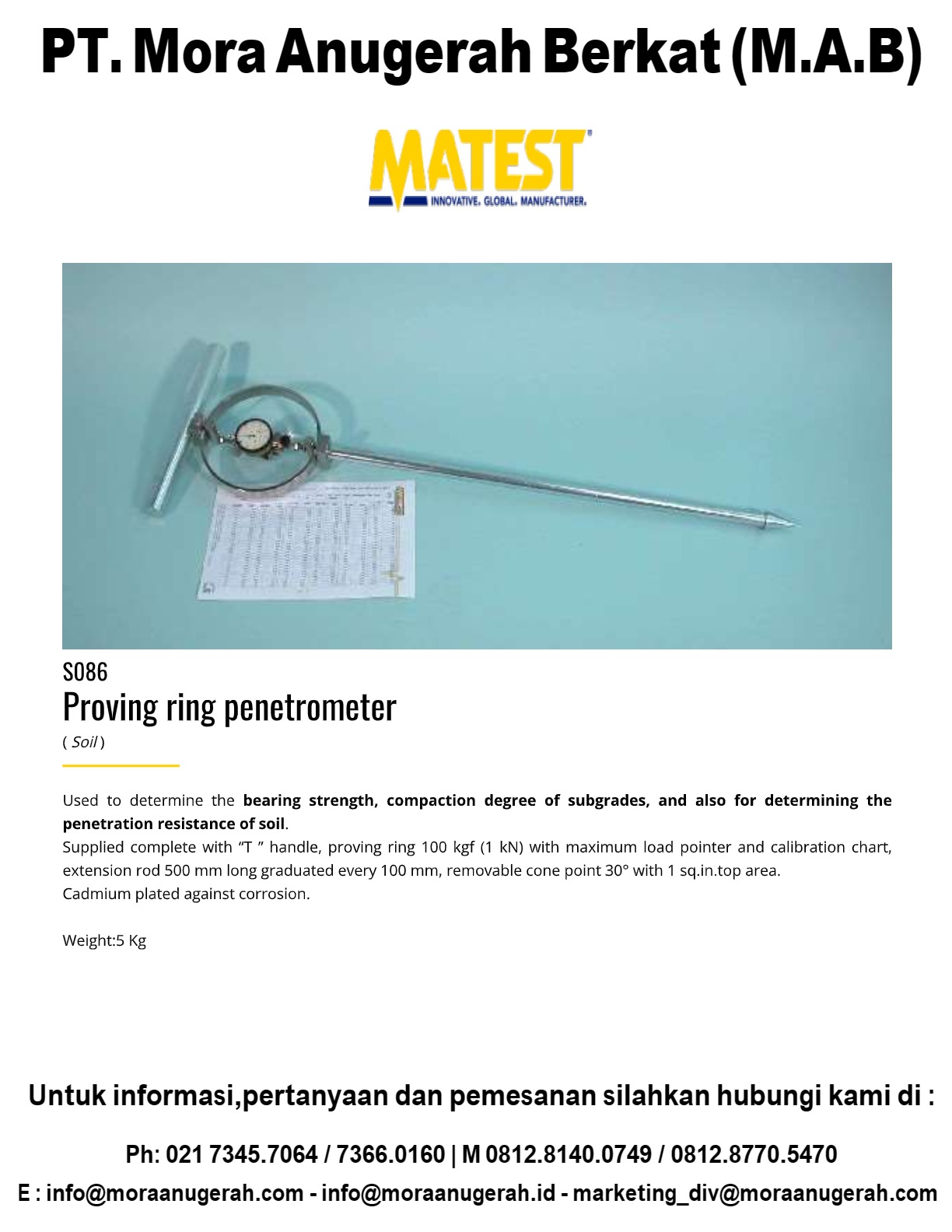 MATEST [S086] Proving Ring Penetrometer