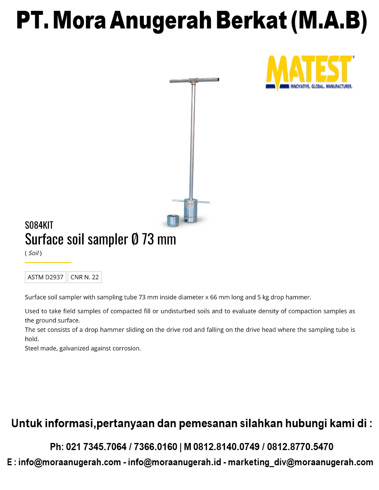 MATEST [S084KIT] Surface Soil Samplers