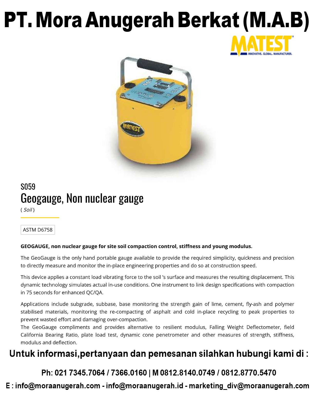 MATEST [S059] Geogauge, Non Nuclear Gauge