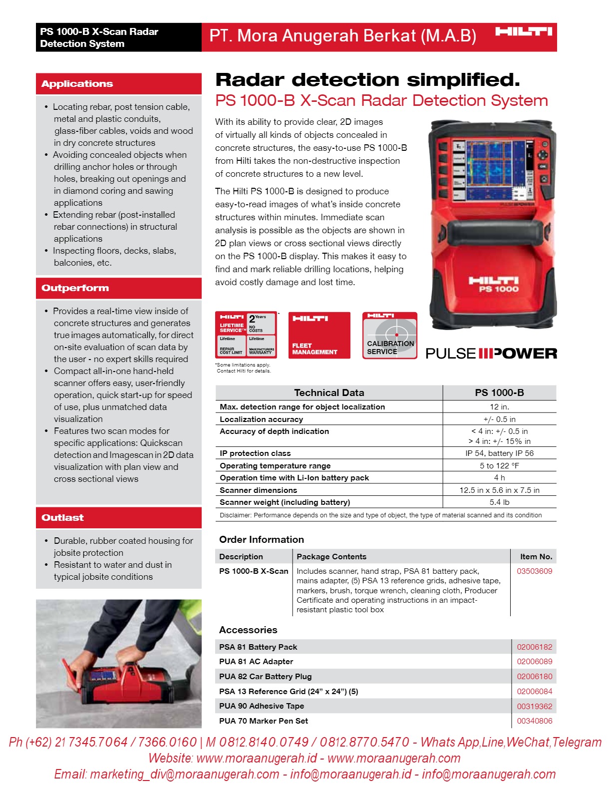 HILTI - PS 1000-B X-Scan Radar Detection Systems & Concrete Scanner Type PS 50
