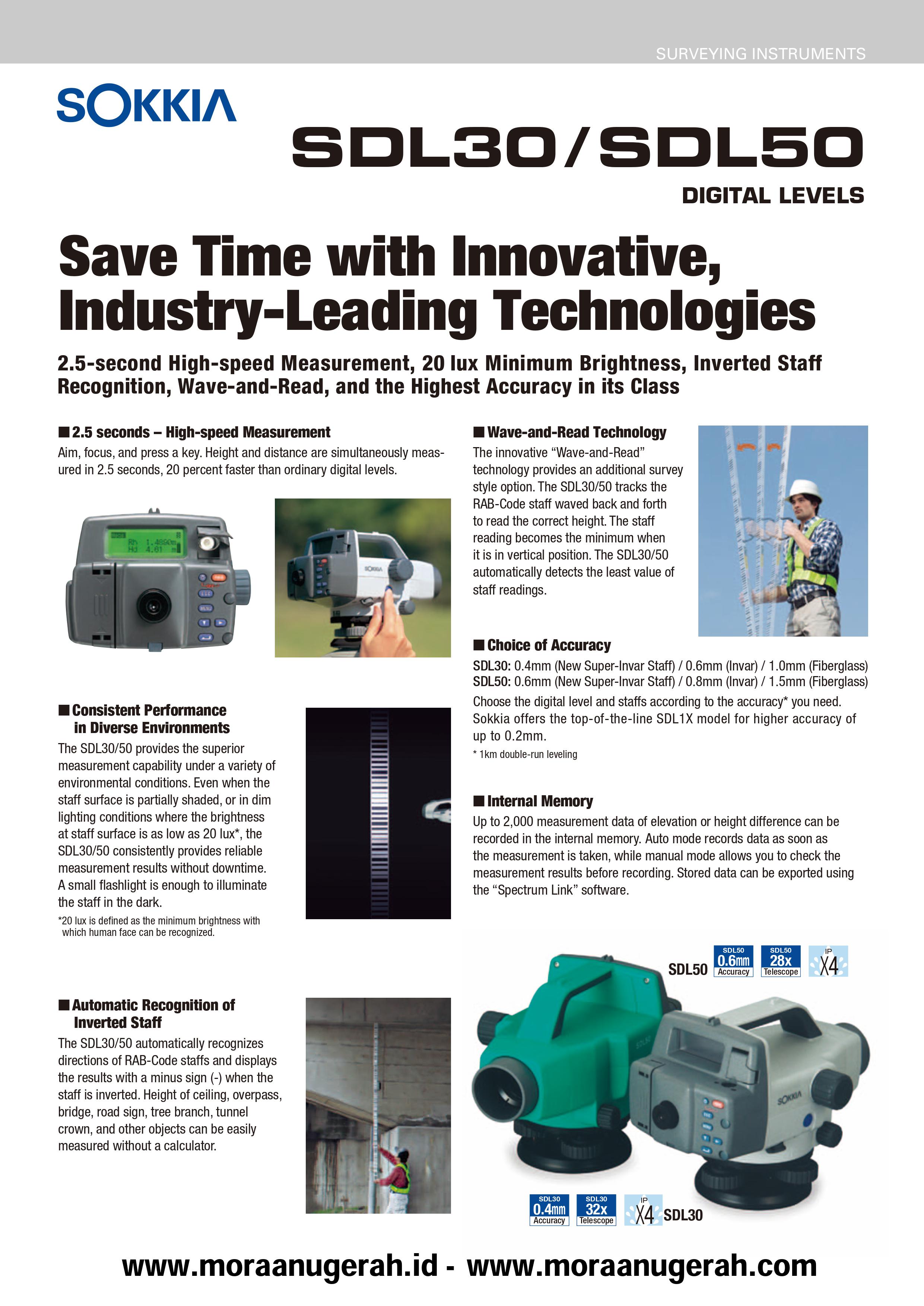 SOKKIA Digital Level SDL30 / SDL50 Catalog