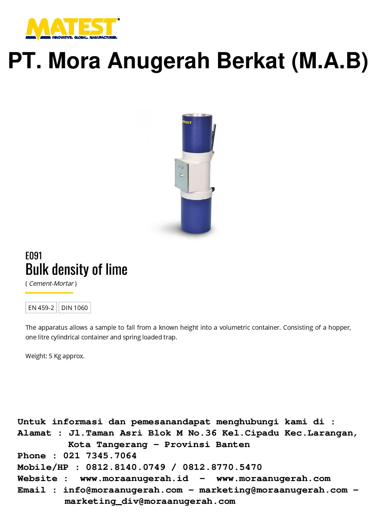 MATEST - Bulk Density Lime and Dropping Ball Apparatus